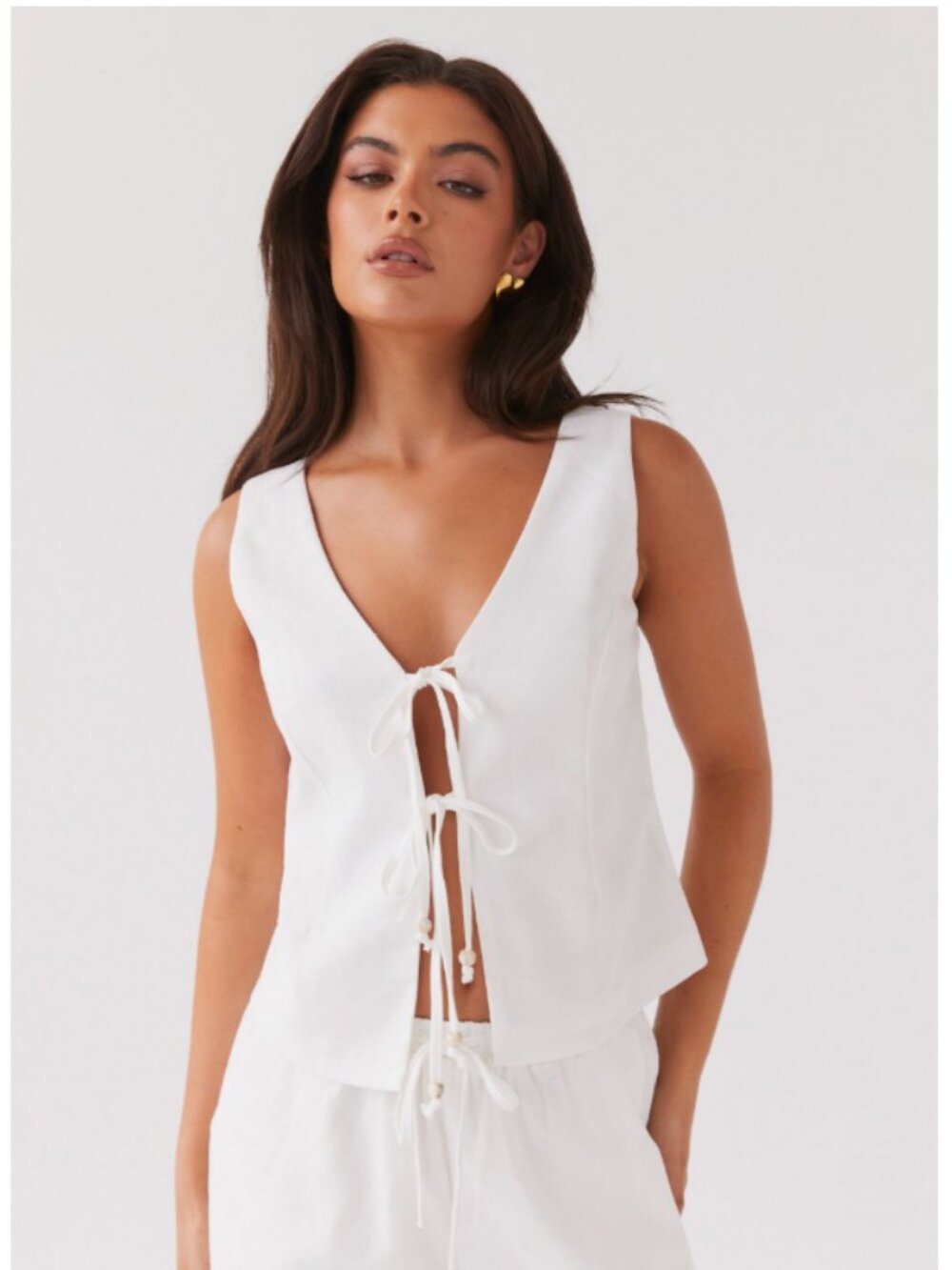 Peppermayo Exclusive Tina Linen Vest Top White Size 4